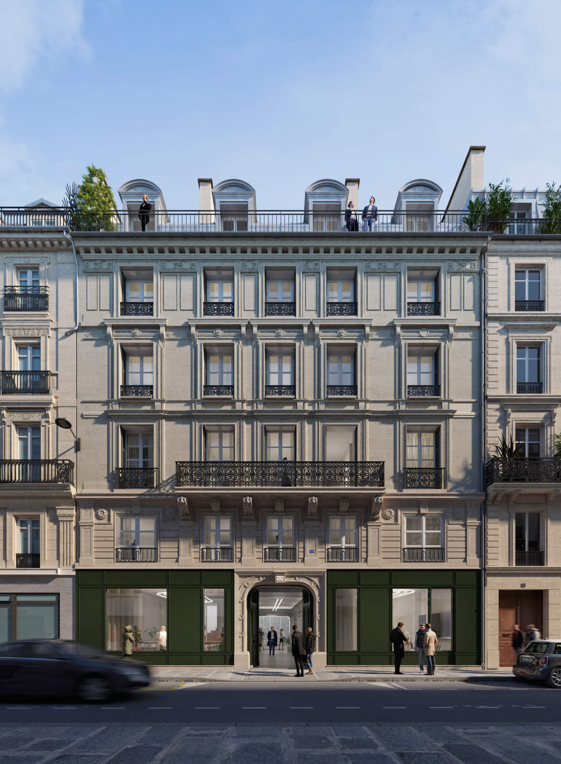 Die Immobilie Rue de la Banque in Paris von außen - die geplante Umsetzung.